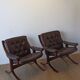 Norwegian Easy Chairs in Leather by Jon Hjortdal, Velledalen. Set of 2.