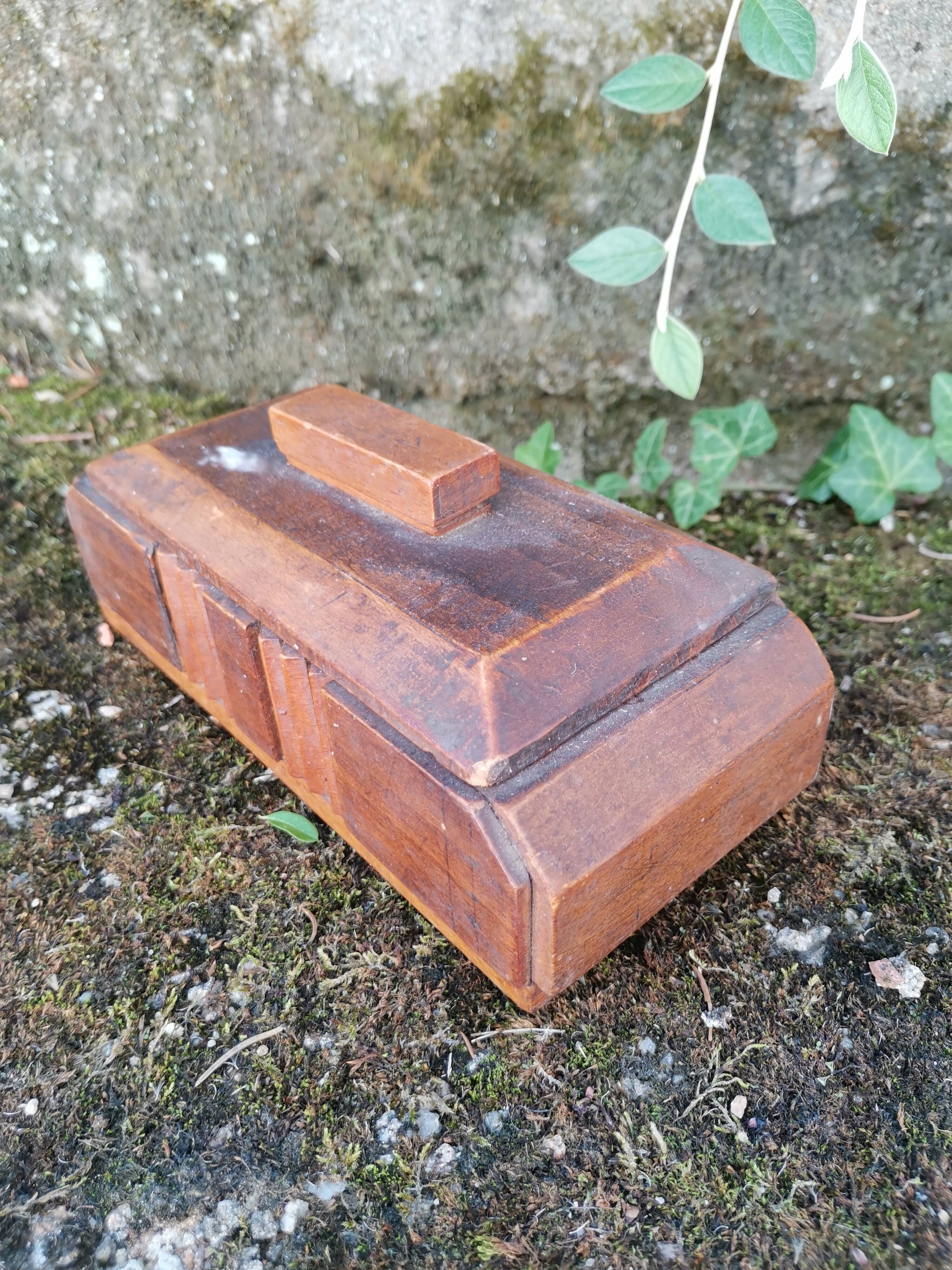 Carved wooden box