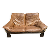 Brutalist sofa in elm and rope stitching circa 1960