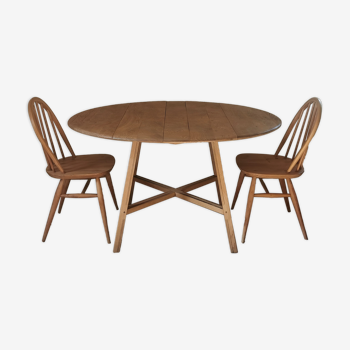 Table et 2 chaises Ercol