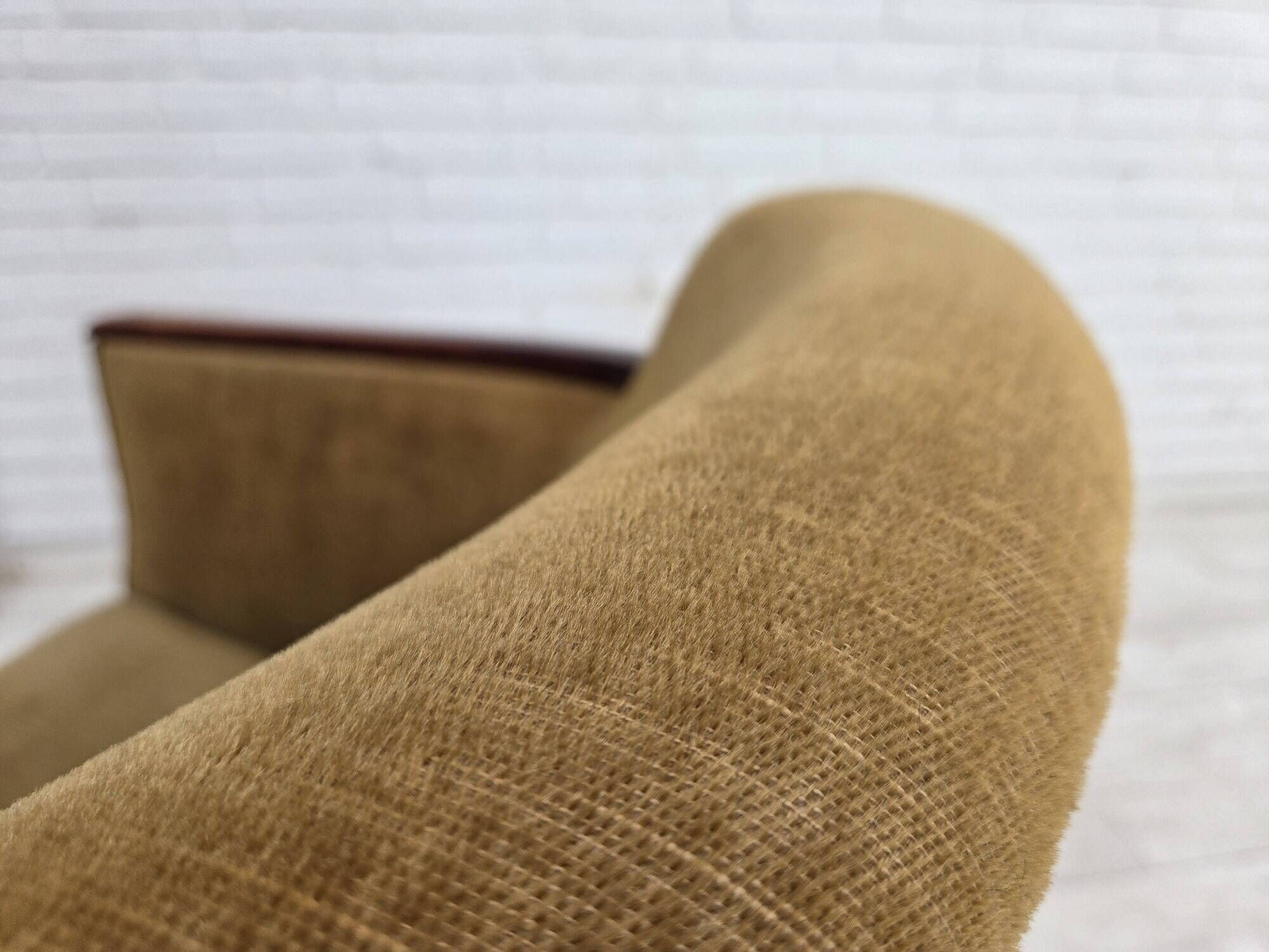 1960s, Danish armchair, furniture velour, ash wood.
