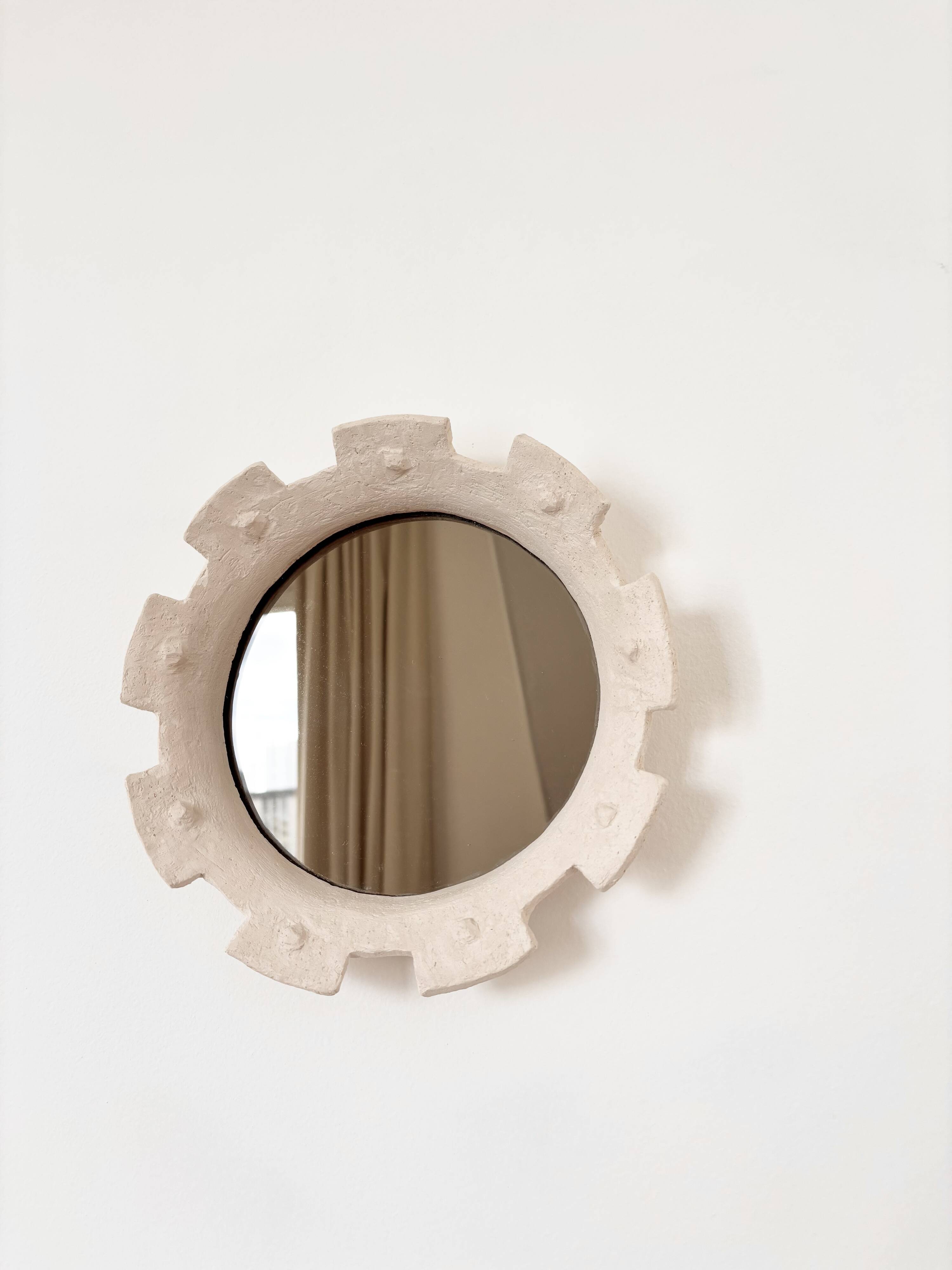 Contemporary French ceramic mirror, "Gioielli" by Renzo Maar.
