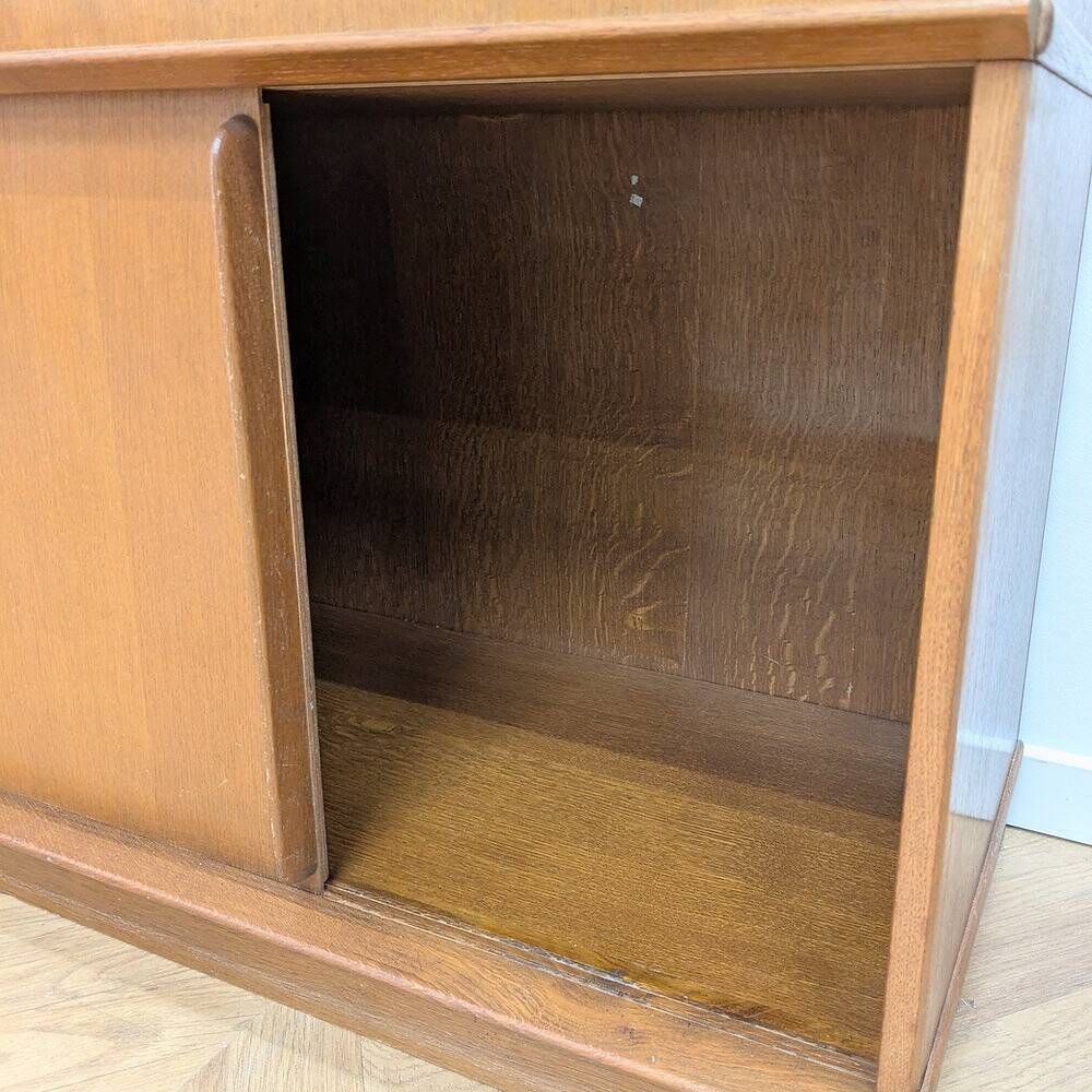 Vintage library by Didier Rozaffy for Oscar, oak and glass, 1950s.