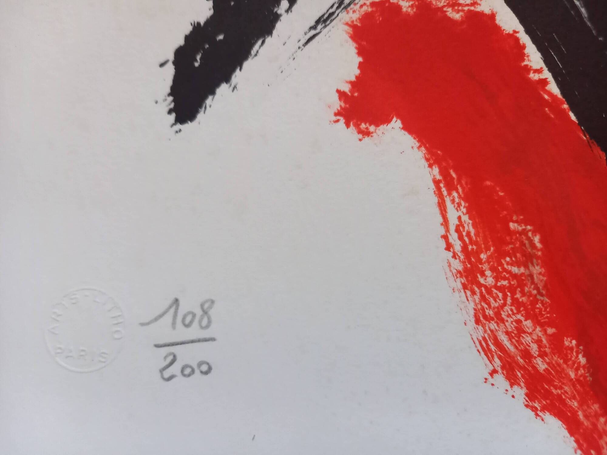 Original lithograph by Jean Miotte, abstract composition, in colors, signed by the artist