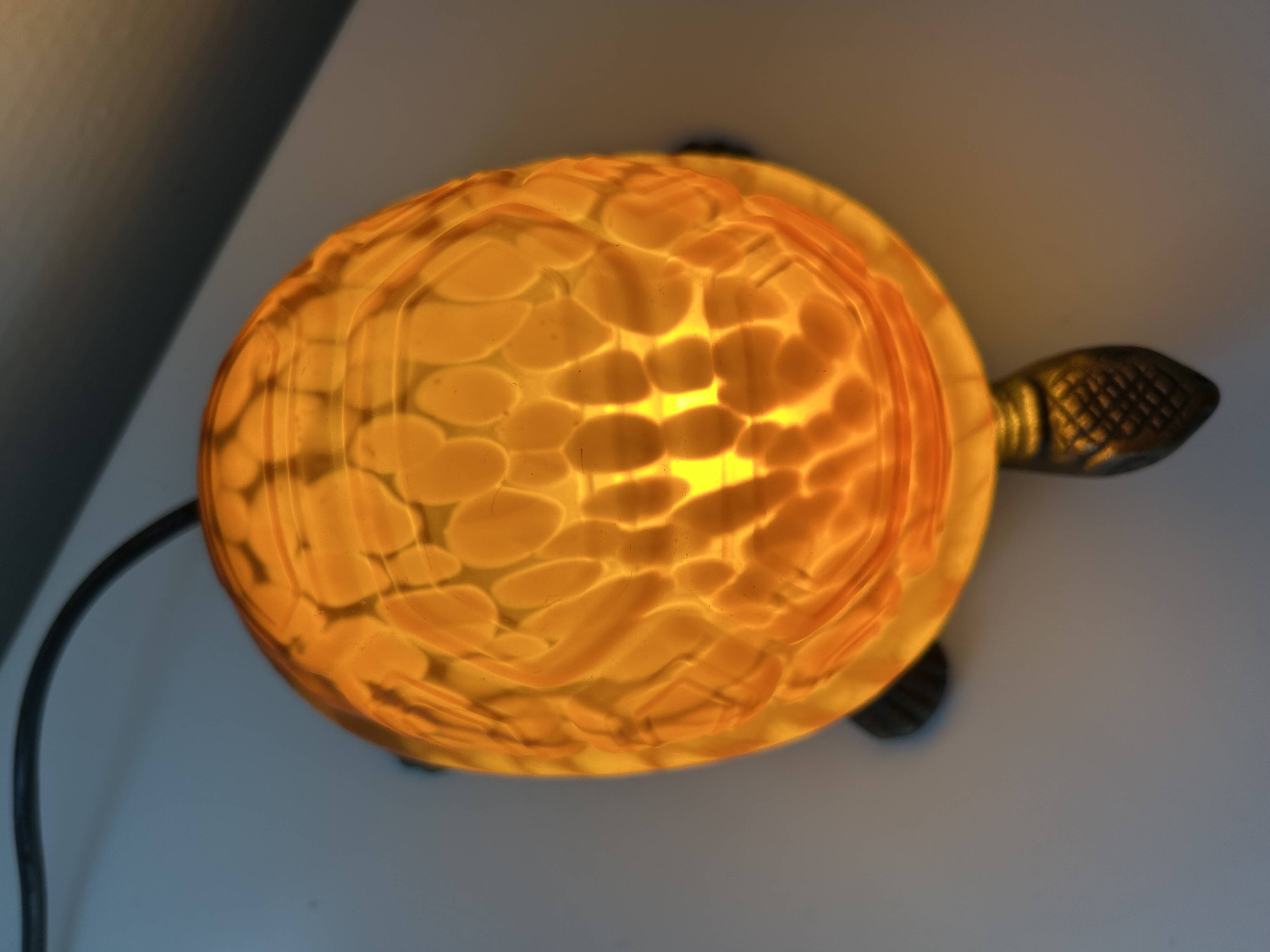 Lampe tortue bronze et pâte de verre