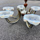 Chandelier 6 arms art deco by Ezan Petitot in opalescent glass