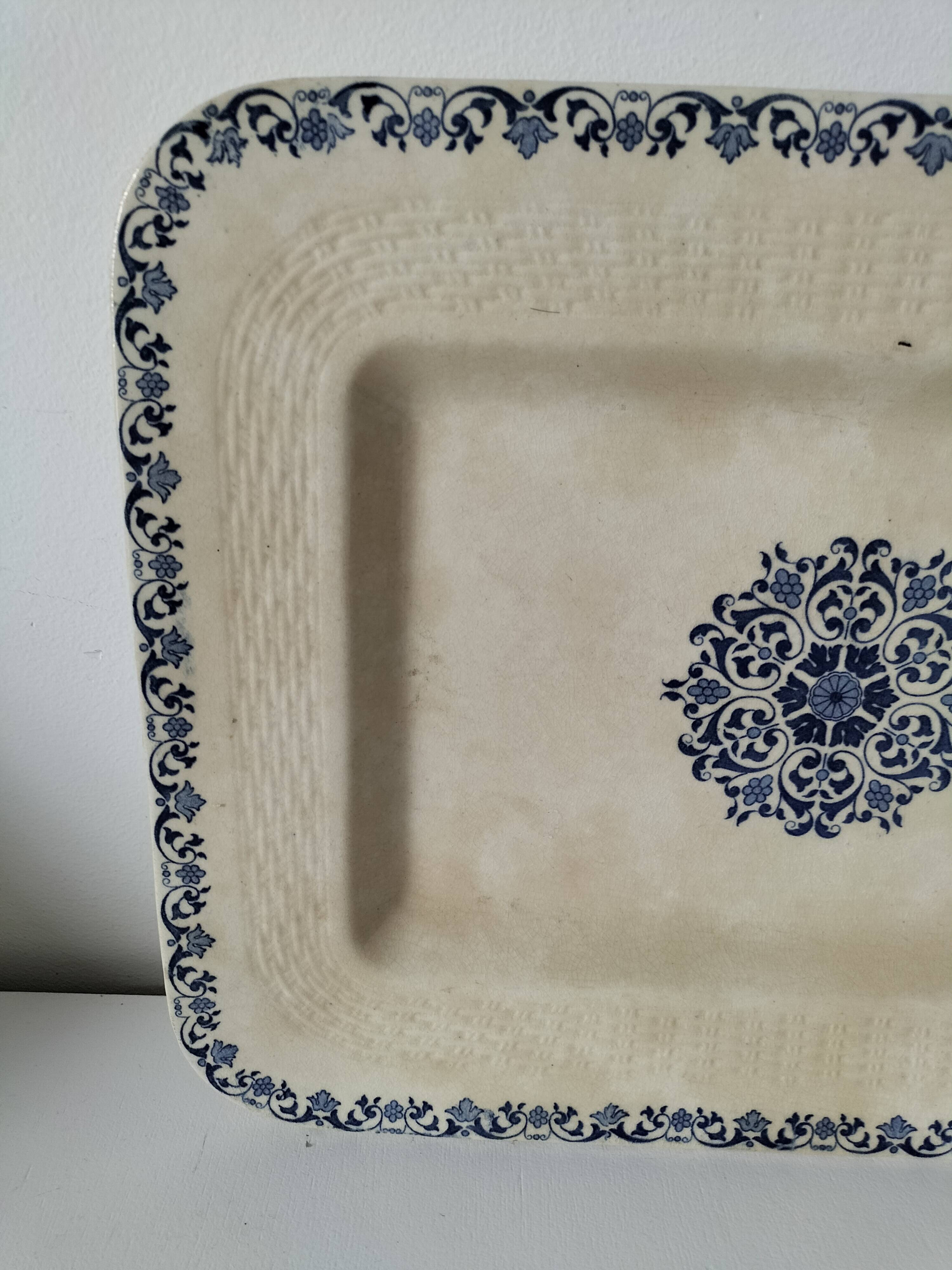 Large antique Gien earthenware dish – braided border – late 19th century