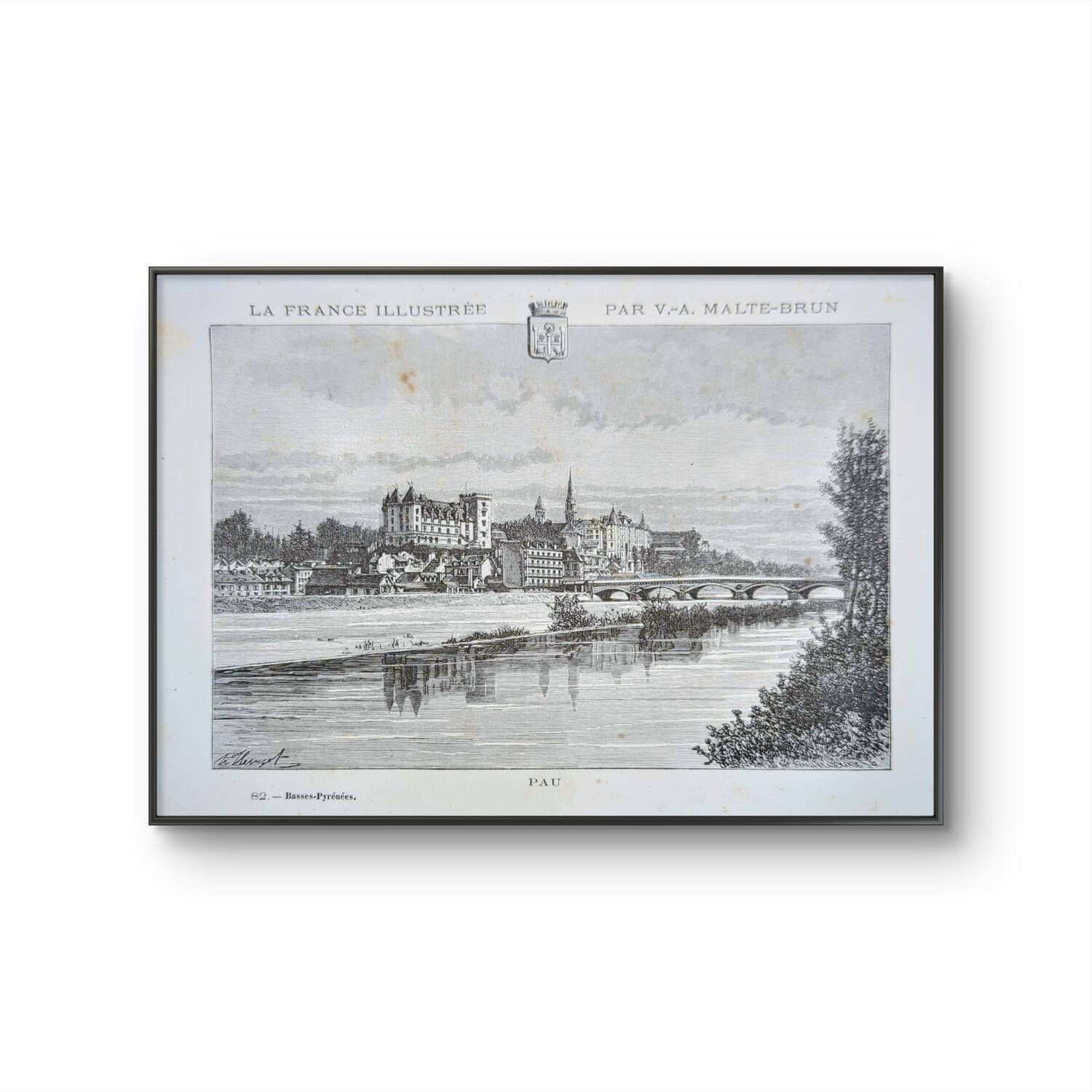 Pau, Pyrénées-Atlantiques, printed illustration from 1883.