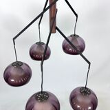 Rare Large Vintage brass and plexiglass chandelier by Lampter Milano, Italy 1950s
