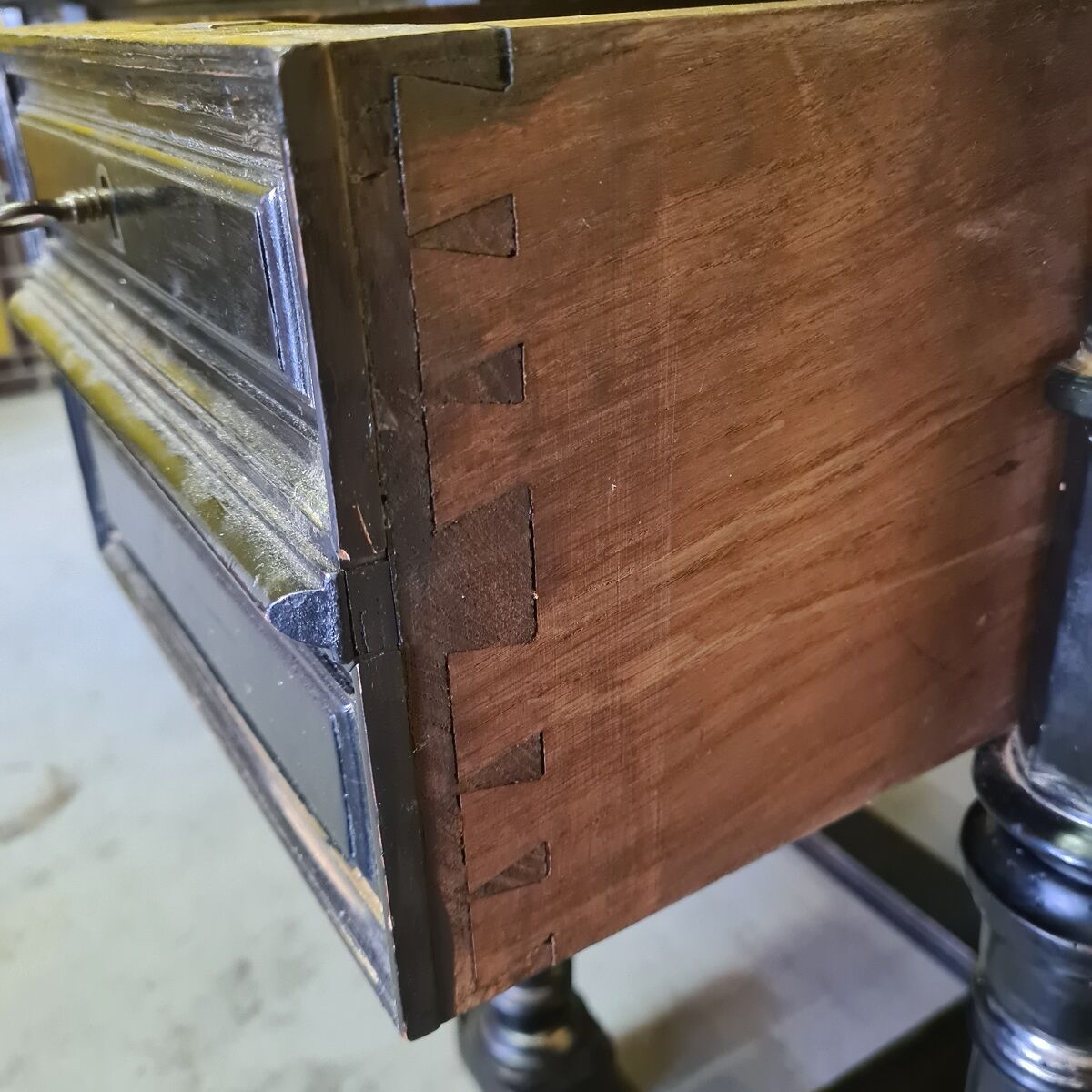 Antique French Ebonized Walnut Desk, from the 1800s.