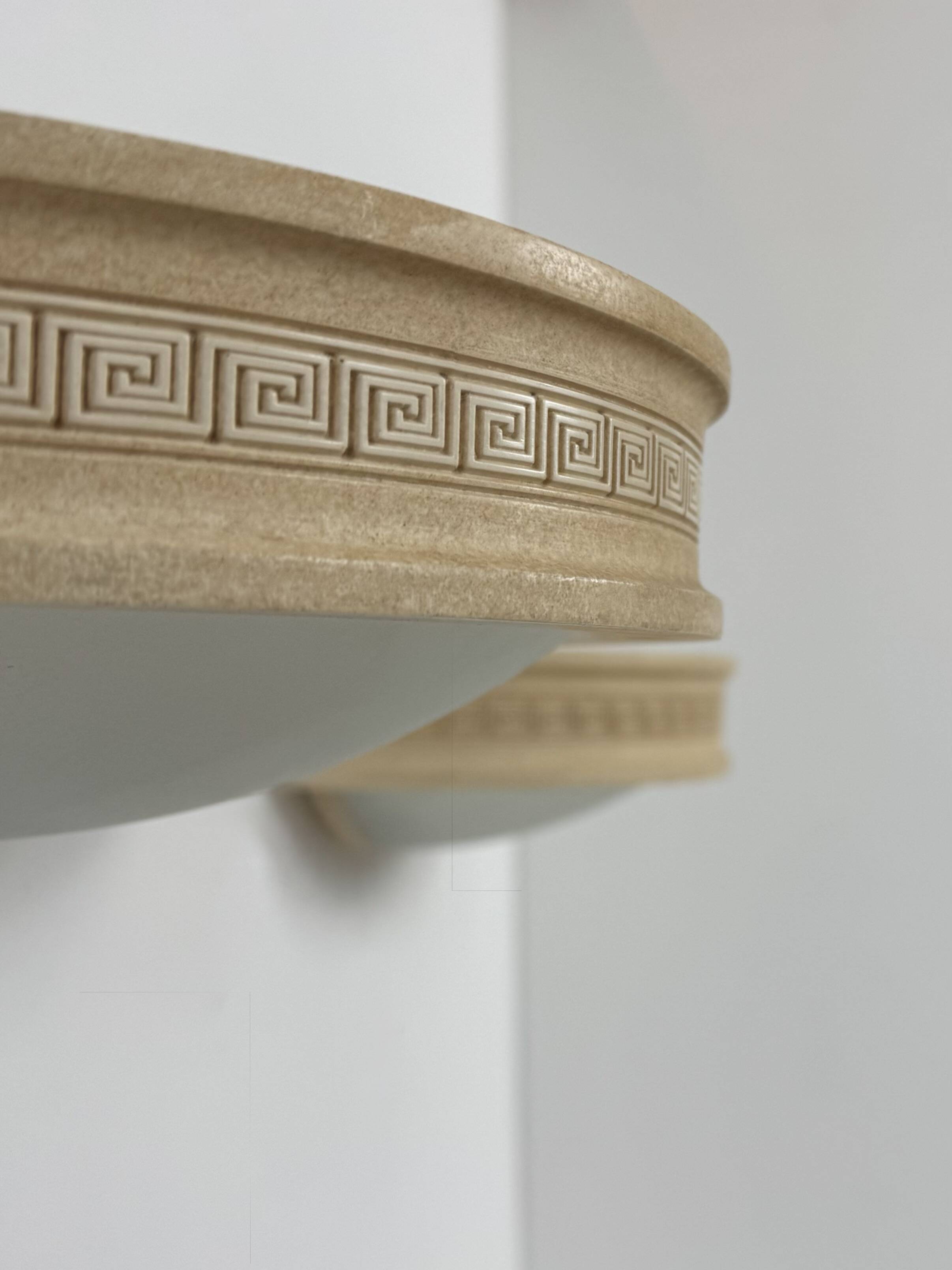 Pair of vintage wall lights, beige plaster and frosted glass, France, 1970.