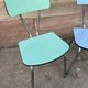 2 mismatched formica chairs mid century vintage 1960