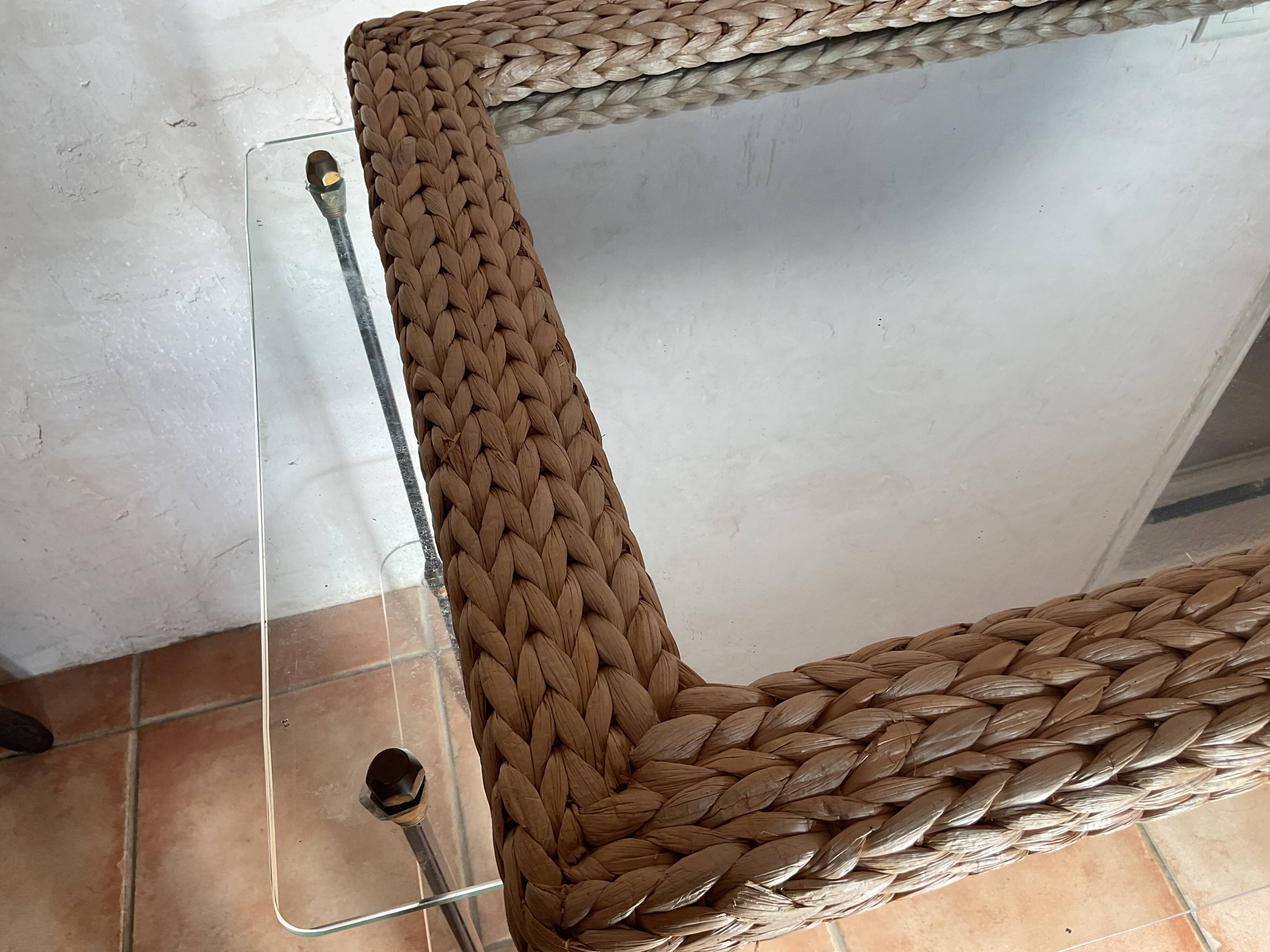 Grand miroir en cordage tressé