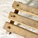 Low stool, wooden and metal plant holder