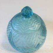 Dessert cheese bell - blue molded glass - art deco. vintage