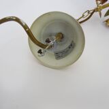 Vintage chandelier in painted metal decorated with flowers and foliage with 5 lights. 80s 90s
