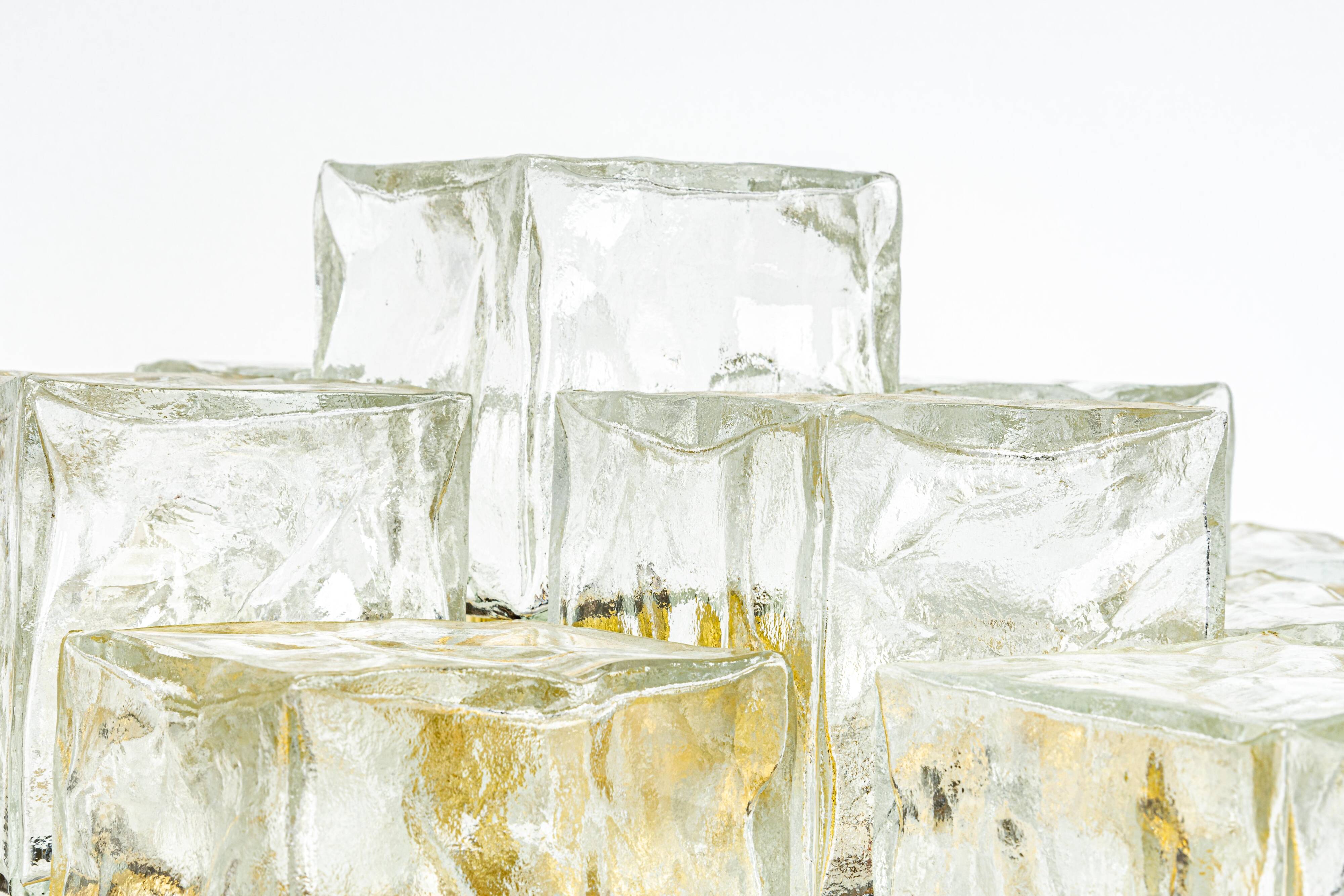 Plafonnier en verre glace Murano par Kalmar, Autriche, années 1960