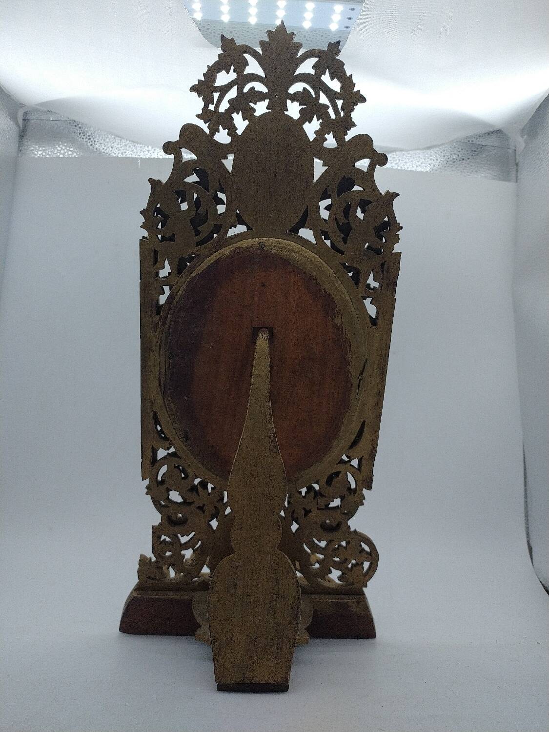 Ancient triptych in olive wood. Italy.