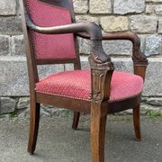 Pair of Empire armchairs, Consulate, walnut and velvet, 19th century.