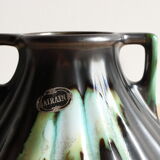 Thulin Airain flamed stoneware vase with handles, Belgium, Art Deco period