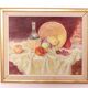 Original Swedish oil on canvas – “Still Life with Fruit and Bottle” by A.K. – vintage & framed – 40 × 48 cm (15.7" × 18.9")