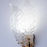Set of 2 Florence, elegant Murano wall light transparent leaves, 1970