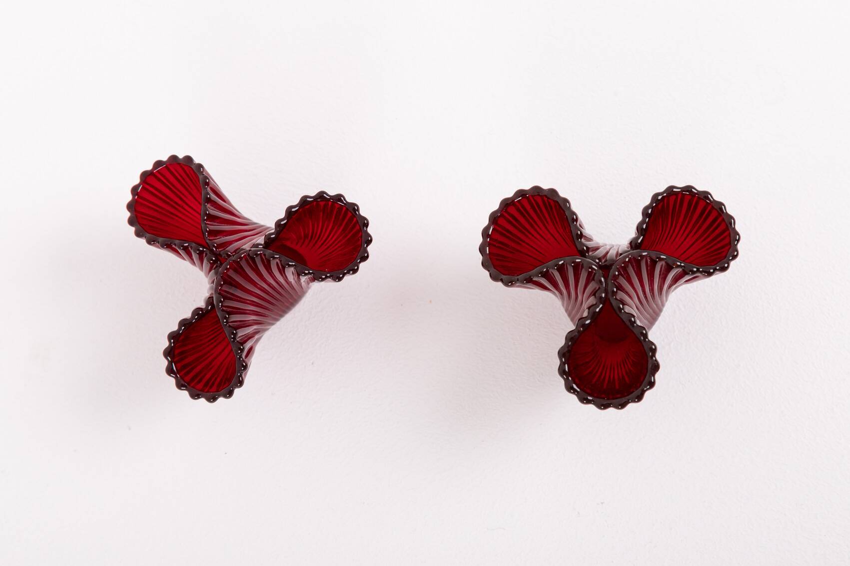 Paire de vases en verre artistique 'Reffla' par Carl Arthur Percy pour Gullaskruf, Suède, années 1950