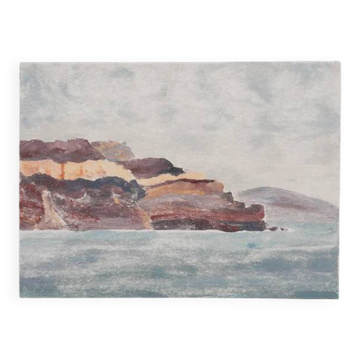 Camille COMBE: Santorin, Original signed monotype