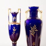 Neo-Classical style porcelain vase, cobal blue, Pinon-Heuzé 1930.