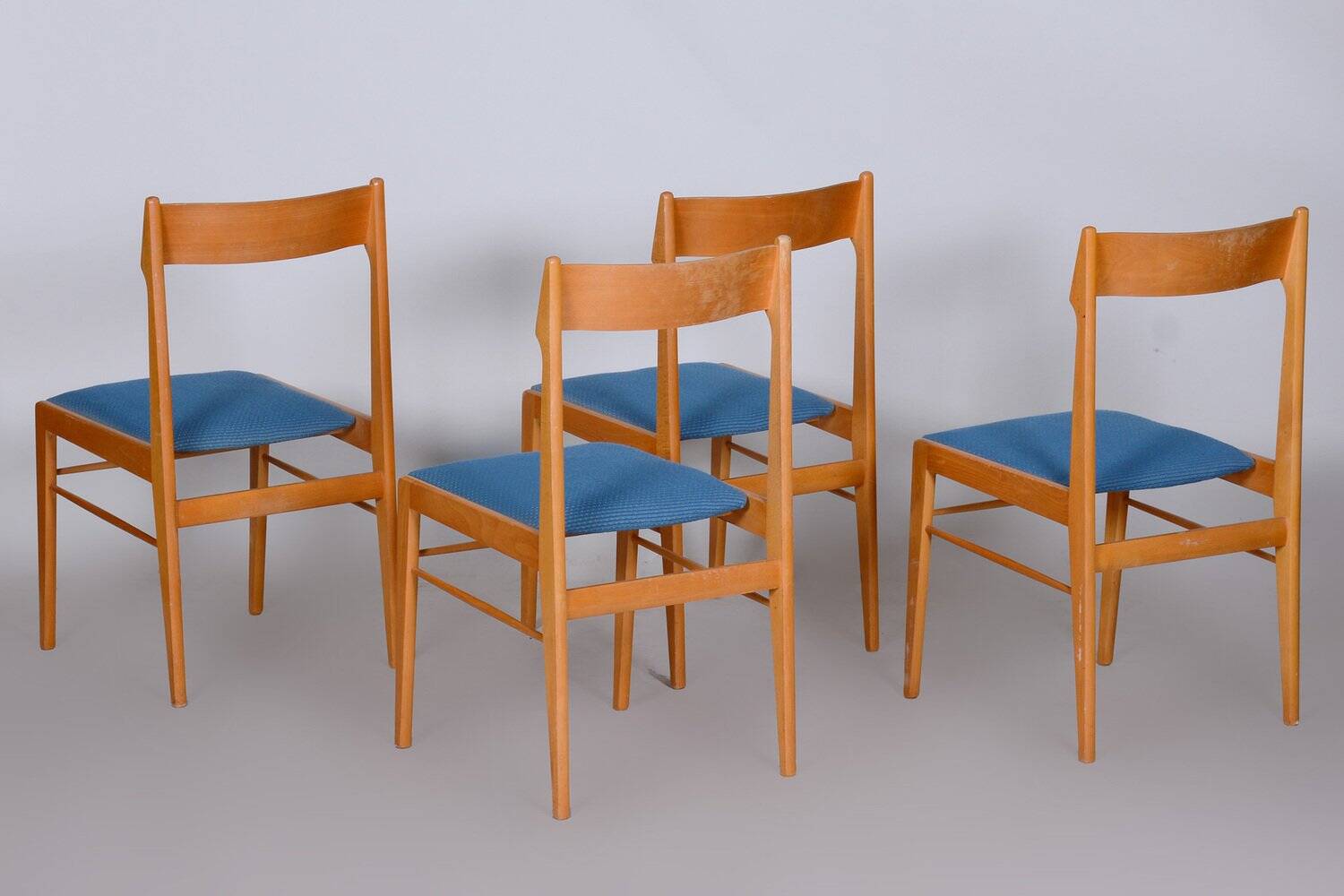 Chaises de salle à manger en hêtre de milieu de siècle attribuées à Dyha Brno, années 1950, ensemble de 4