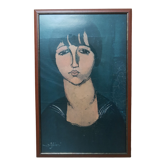 Reproduction illustration portrait woman italian painter amedeo modigliani