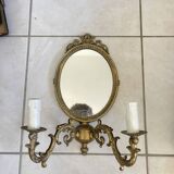 Wall Mirror Sconce Golden Pediment Candle Holder Chandelier France Louis Style