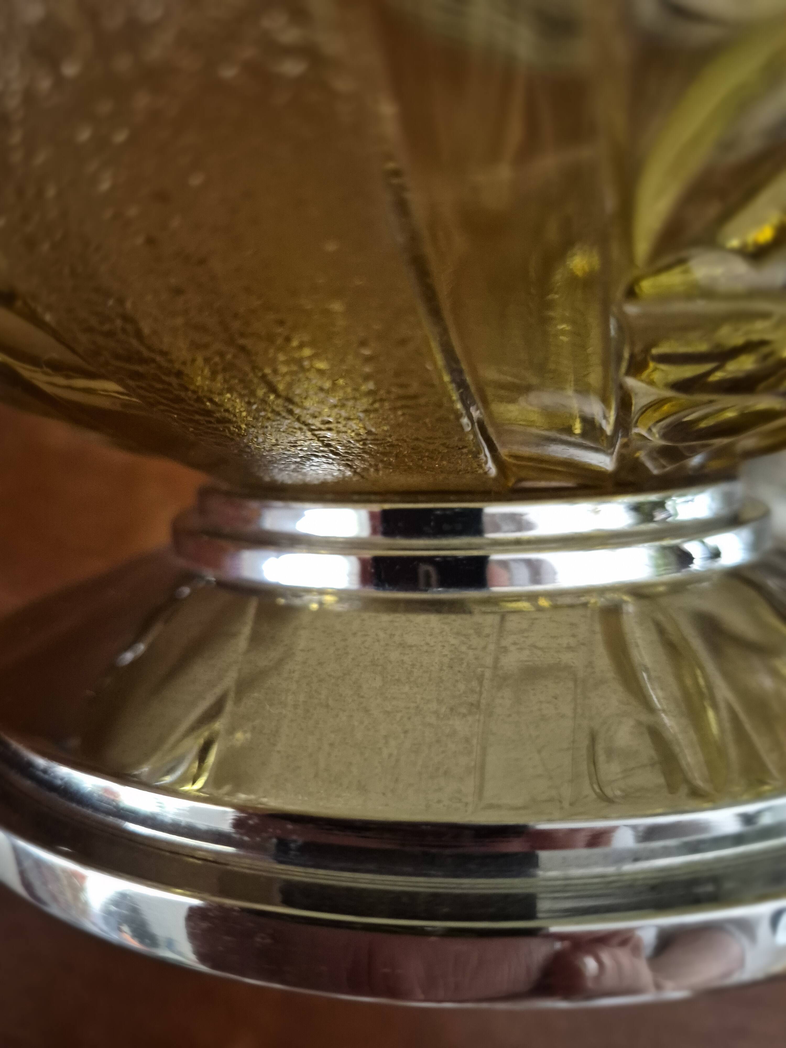 Art Deco fruit bowl in yellow molded glass