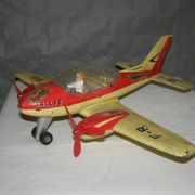Old metal Joustra toy; propeller aircraft with its pilot friction mechanism