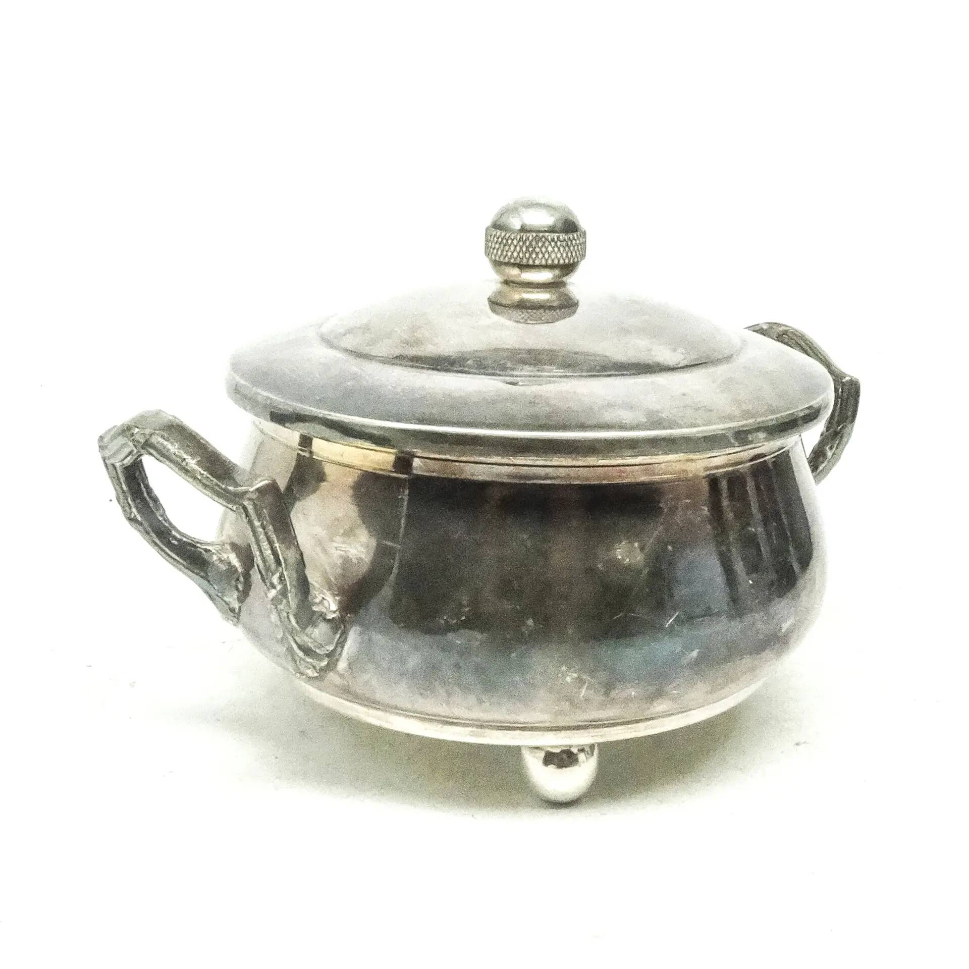 Sucrier, Art Déco, laiton argenté, Belgique, années 1930