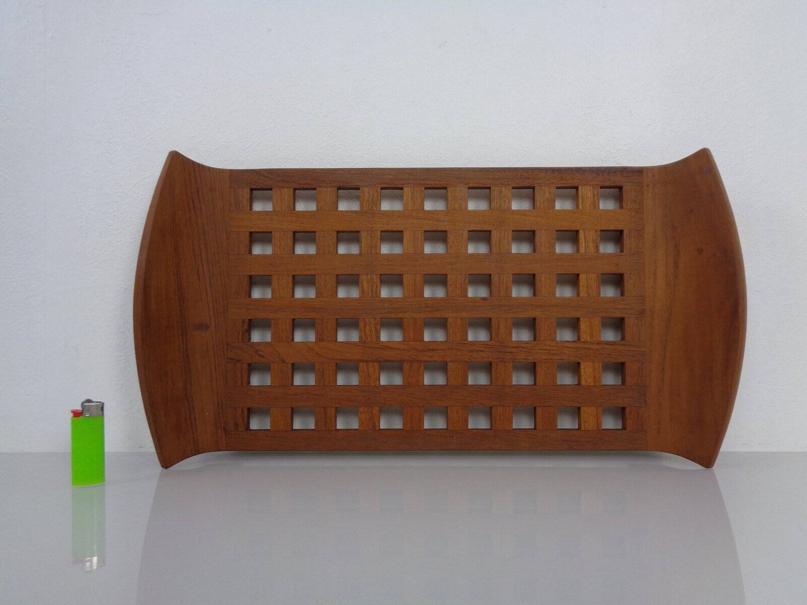 Teak tray with glass bowls by Jens Quistgaard for IHQ Dansk Designs, 1960s, set of 7.