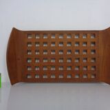 Teak tray with glass bowls by Jens Quistgaard for IHQ Dansk Designs, 1960s, set of 7.