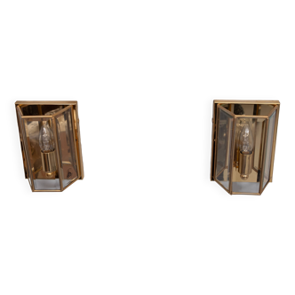 Pair Hollywood Regency Brass Wall lamps 1970s Germany