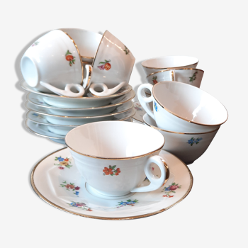 Tea serving cups and fine porcelain cups floral pattern