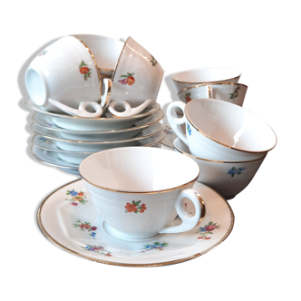 Tea serving cups and fine porcelain cups floral pattern