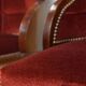 Set of 4 Art Deco Dining Chairs with Red Upholstery and Wooden Backs