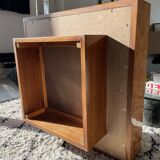 Square coffee table in elm magnifying glass 70s