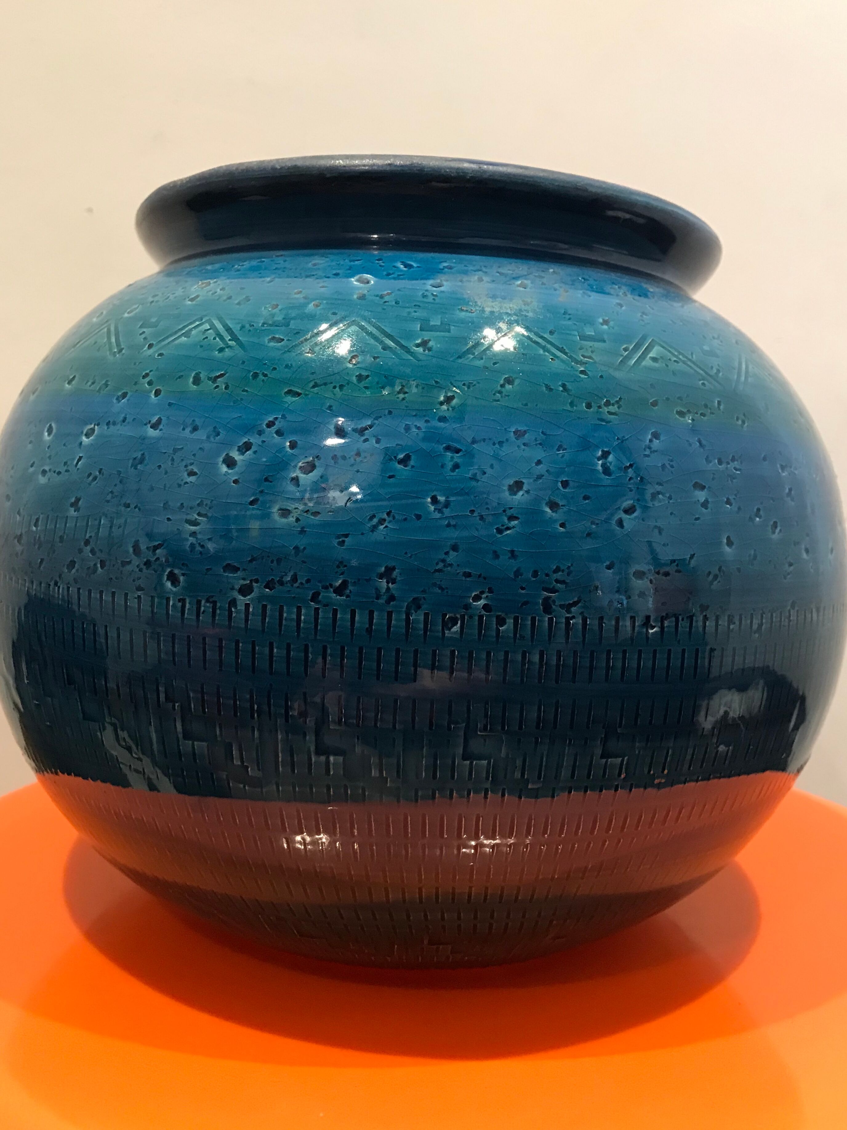 Aldo Londi Blue ceramic vase for Bitossi