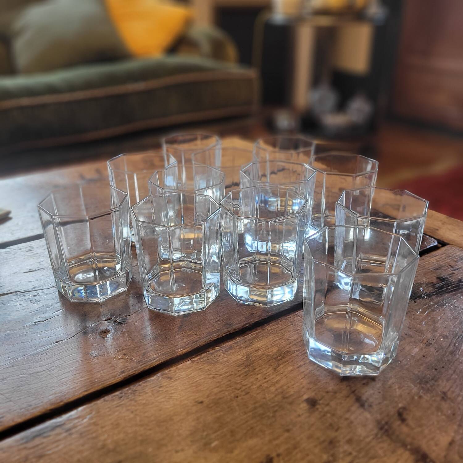 12 octagonal glasses - 80's