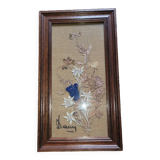 Cadre tableau de fleurs séchées signé
