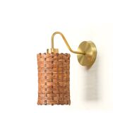 Applique murale en rotin organique et laiton