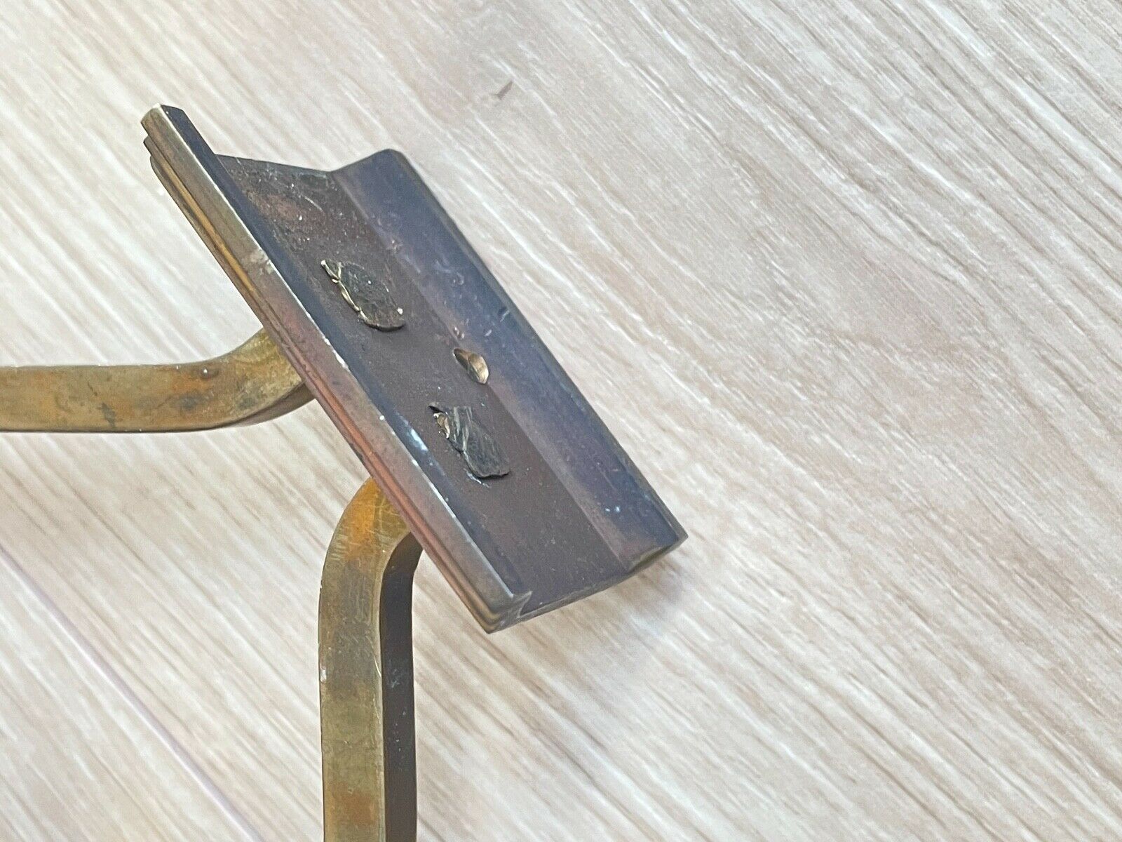 Pair of old brass hook metal gold art deco coat holder