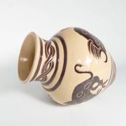 Vintage Ceramic Vase with Brown Bulls and Bands