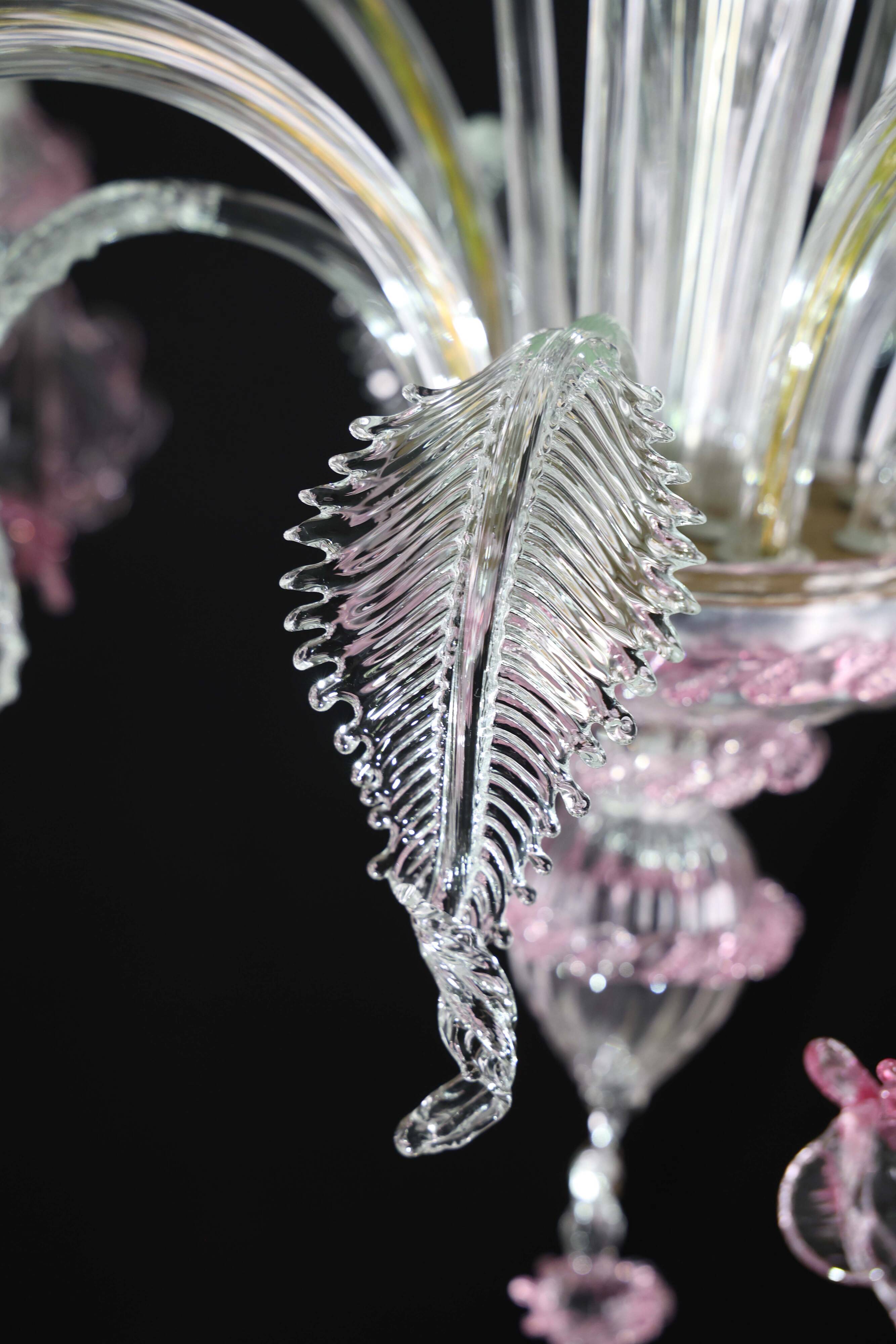 Charming Vintage Venetian Chandelier, Pink Murano Glass, 1950s