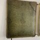 Vintage 1920s triptych barber mirror in gold with green crocodile effect - 37 x 87.